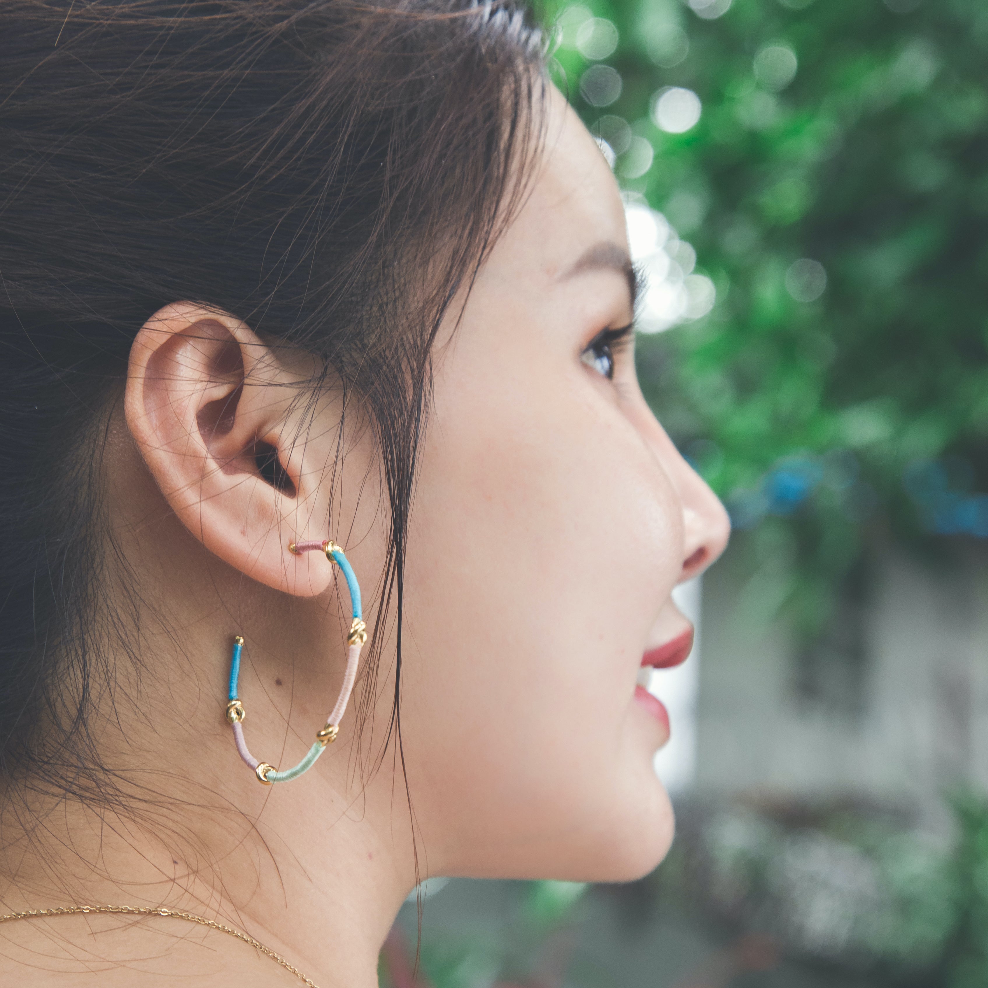 Knots of Freedom Thread Wrapped Hoop Earrings