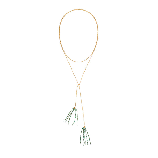Grounded Hope Tassel Wrap Necklace - Gold