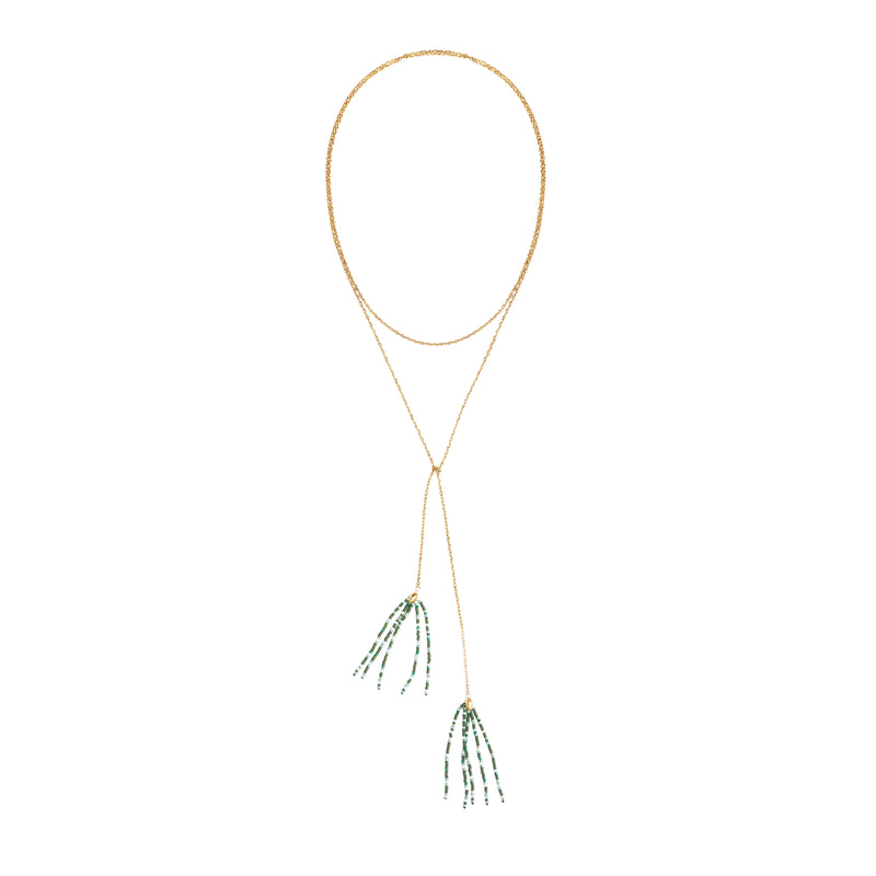 Grounded Hope Tassel Wrap Necklace - Gold