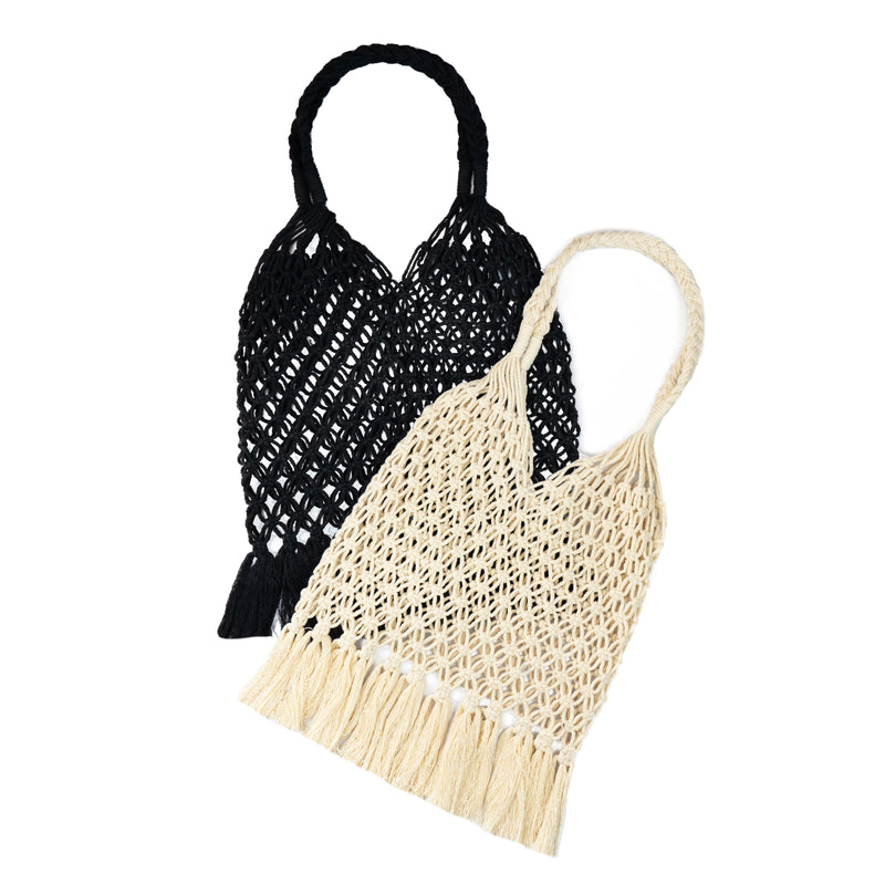 Macrame Bag with Wooden Handle - Gifts With Humanity